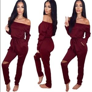 CUTE BURGUNDY JUMPSUIT